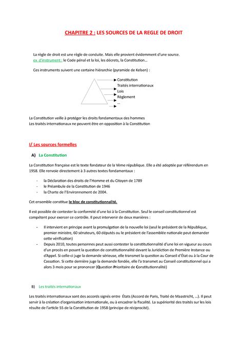 Chapitre 2 les sources de la règle de droit CHAPITRE 2 LES SOURCES