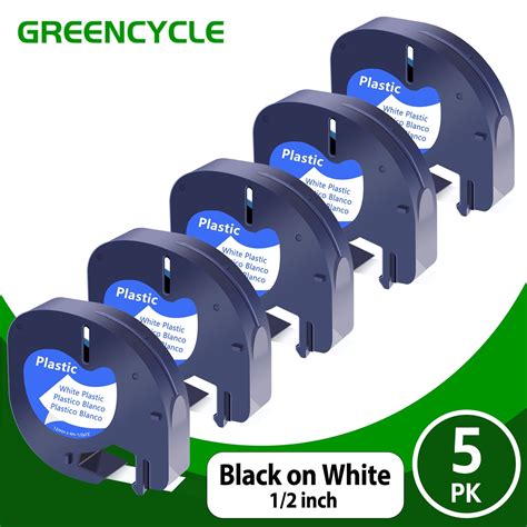 GREENCYCLE Compatible DYMO LetraTag 91331 Black On White Plastic Label