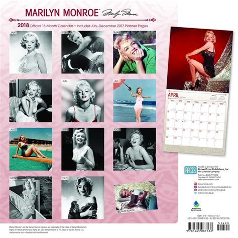 Calendar 2018 Marilyn Monroe Calendari Da Muro 2024 Compra Su