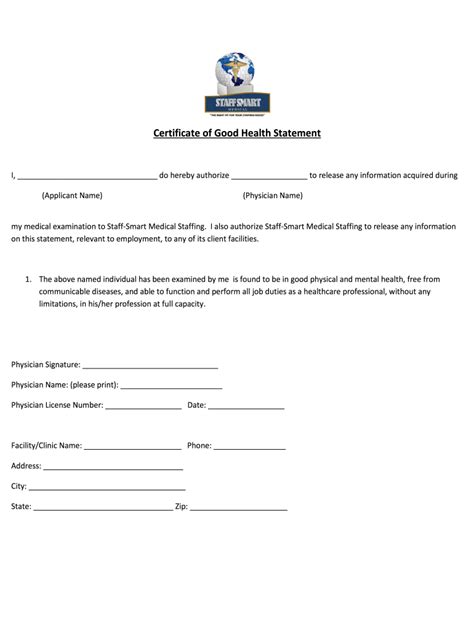 Statement Of Good Health Fill Out Sign Online DocHub