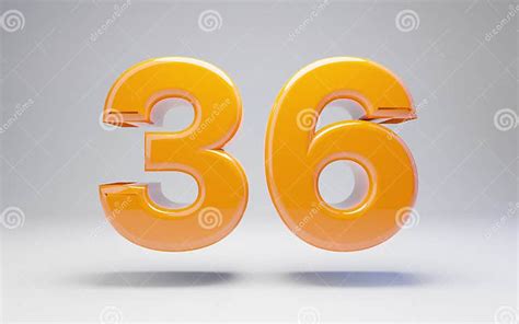 Number 36 3d Orange Glossy Number Isolated On White Background Stock