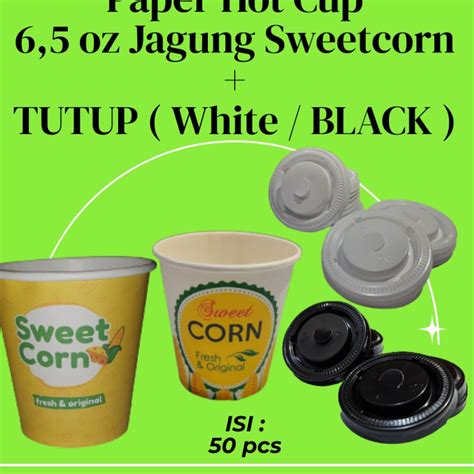 Jual Eksklusif Paper Hot Cup Jasuke 65 Oz 18 Ml Tutup Putih Isi 5 Pcs Motif Jagung Sweet Corn