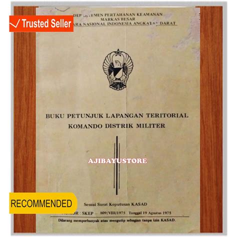 Jual Buku Petunjuk Lapangan Teritorial Komando Distrik Militer