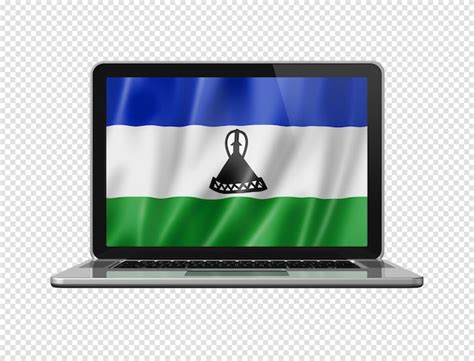 Premium Psd Lesotho Flag On Laptop Screen Isolated On White D