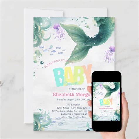 Under The Sea Mermaid Tail Baby Shower Invitation Zazzle