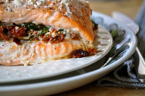 Stuffed To The Gills Salmon Stuffed With Spinach Sun Dried Tomatoes