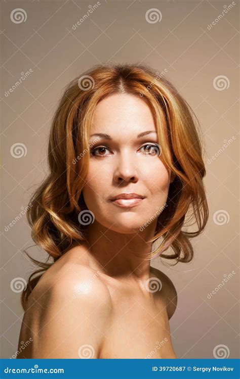 Beautiful Nude Woman Looking Straight Portrait Stock Image Image Of