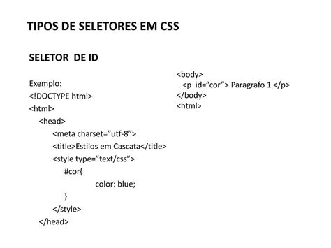 Html Linguagem De Marca O E Estilo Tipo De Seletores E Layout Em Css