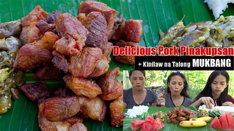 OUTDOOR MUKBANG Delicious Pork Pinakupsan Kinilaw Na Talong Mukbang