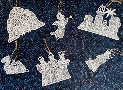 Nativity Free Standing Lace Ornaments Etsy Free Standing Lace