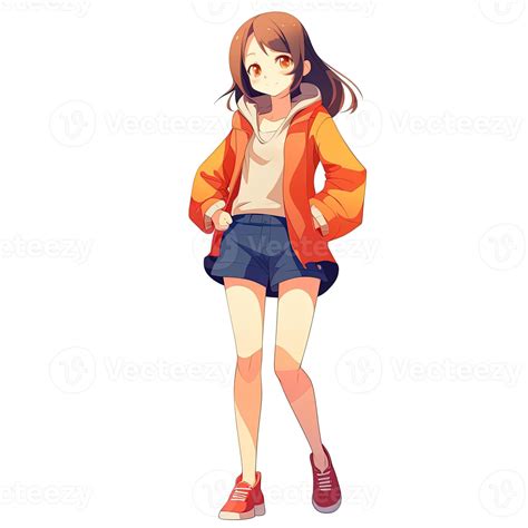 Cute anime girl on a white background, manga anime girl, generated by ...