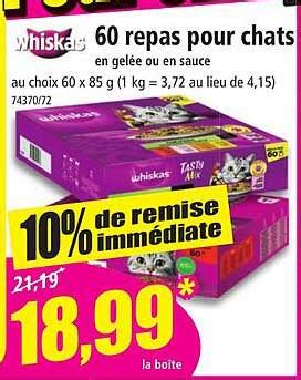 Promo 60 Repas Pour Chat En Gelée Ou En Sauce Whiskas chez Norma