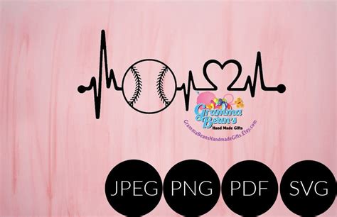 Baseball Heartbeat Svg Pdf Png And Jpeg Etsy