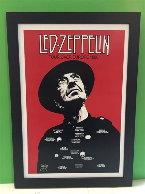 Led Zeppelin Tour Over Europe Framed Concert Poster Last Show Ever