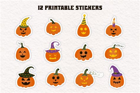 Halloween Pumpkins Stickers Bundle By Julyg Art Store Thehungryjpeg