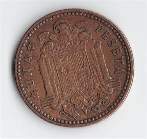 Spain Una Peseta Coin Francisco Franco Caudillo De Espana Ebay