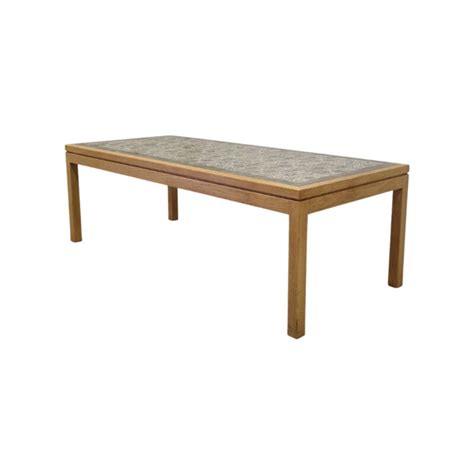 Scandinavian Vintage Oak Coffee Table With Tile Top By Tue Poulsen For