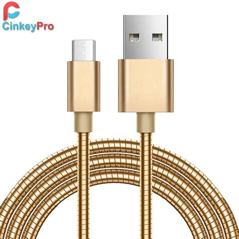 Best Cinkeypro Metal Spring Cables Micro Usb Cable Mobile Phone Charger