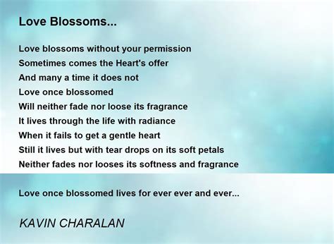 Love Blossoms... - Love Blossoms... Poem by KAVIN CHARALAN