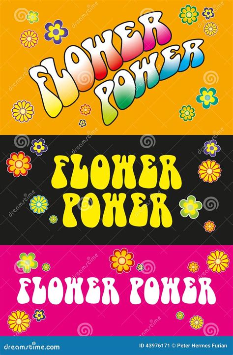 Flower Power Lettering Stock Vector Image 43976171