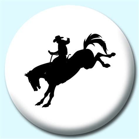 38mm Cowboy Rodeo Silhouette Button Badge