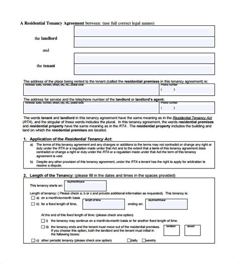 Free Sample Tenancy Contract Templates In Pdf Ms Word