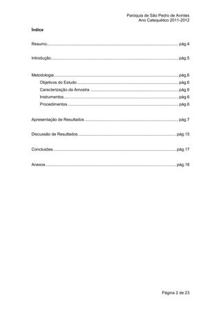 Relat Rio Inqu Rito Aos Pais Das Crian As Do Ano De Catequese Pdf