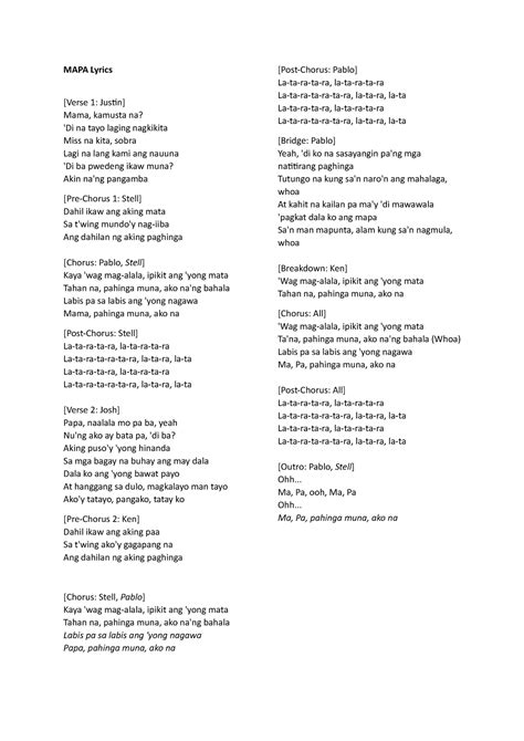 Mapa Lyrics Its A Song Mapa Lyrics [verse 1 Justin] Mama Kamusta Na Di Na Tayo Laging