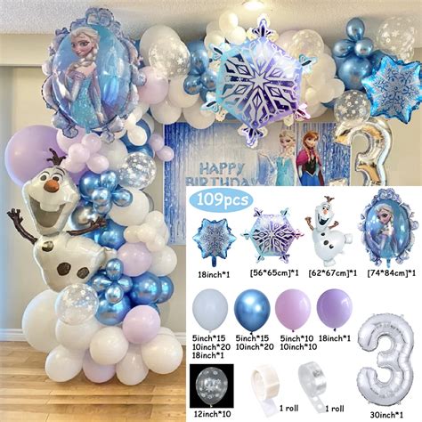 Pcs Disney Frozen Theme Balloons Garland Arch Kit Elsa Olaf Foil