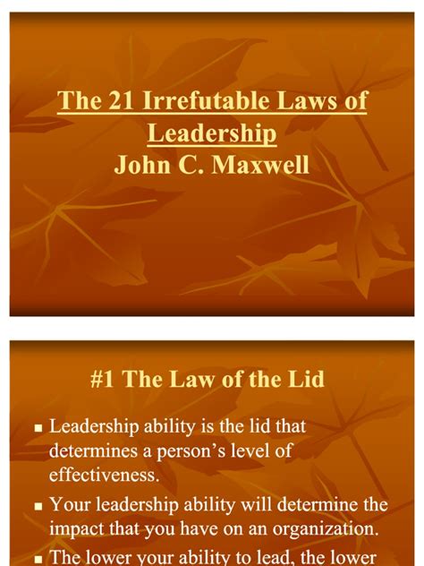 21 Irrefutable Laws Of Leadership John C Maxwell