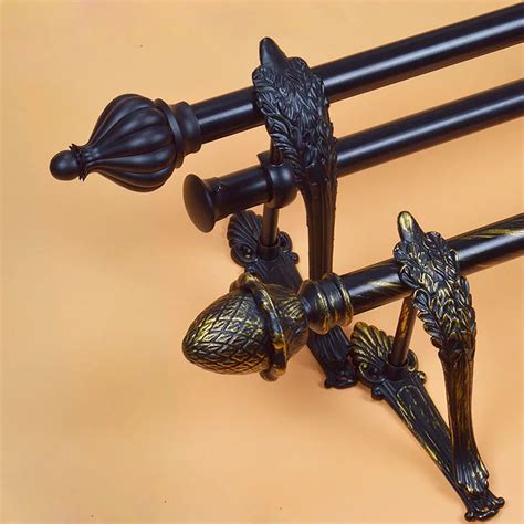 Curtain Rod Bracket Black Gold Pure Black Rods Mm Mm Double Single