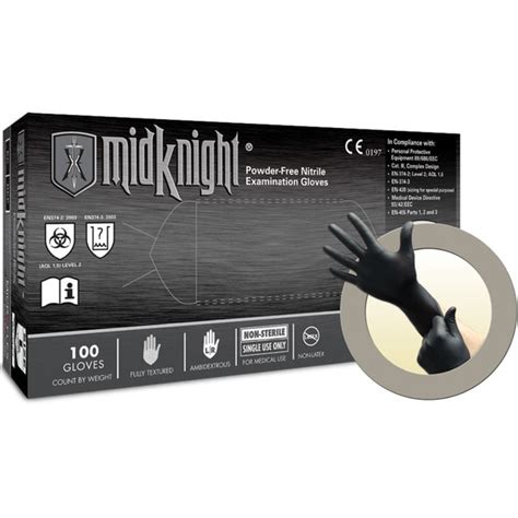 Midknight® Black Nitrile Exam Gloves Box