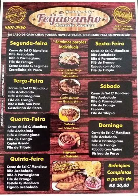 Menu At Feij Ozinho Restaurante Comida Caseira Bras Lia