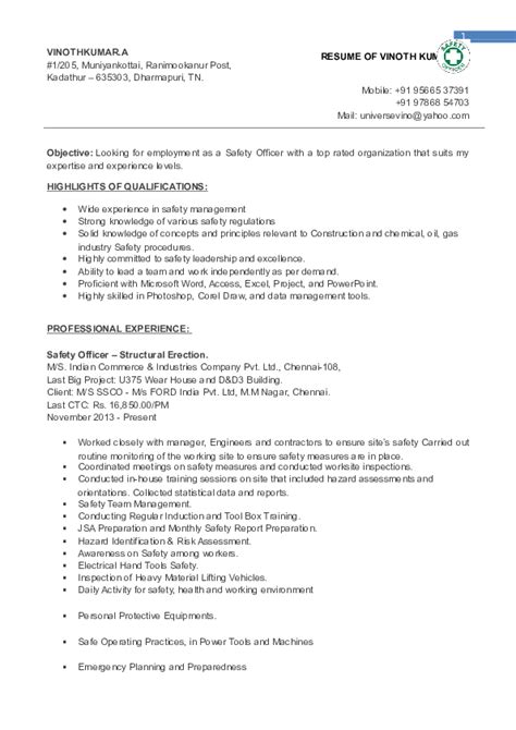 Doc Safety Officer Resume