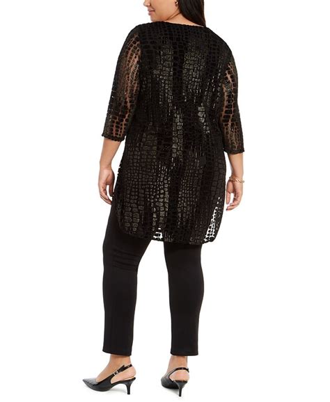 Alfani Plus Size Flocked Metallic Tunic Created For Macys Macys