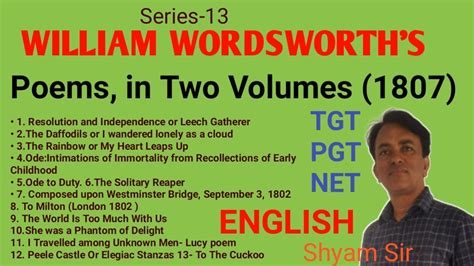 POEMS IN TWO VOLUMES 1807 BY WILLIAM WORDSWORTH FOR TGT PGT NET LT