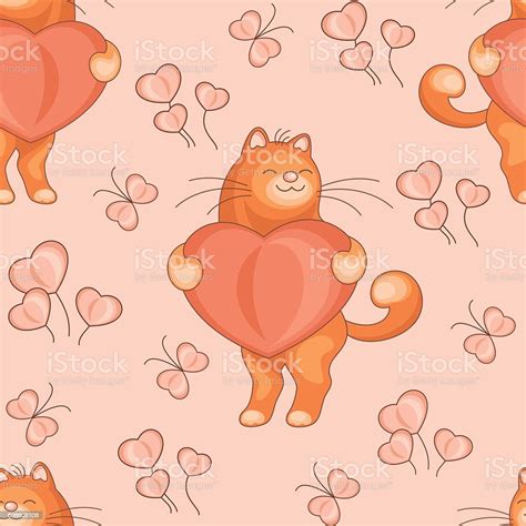 Cat Holding Heart Stock Illustration Download Image Now Animal