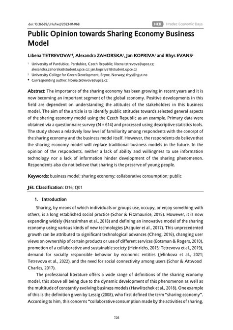 Pdf Public Opinion Towards Sharing Economy Business Model