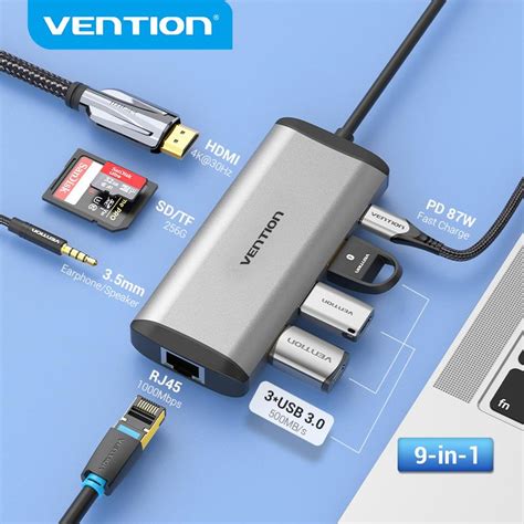 Köp billigt online Vention USB Type C HUB HDMI Adapter 9 in 1 USB C to