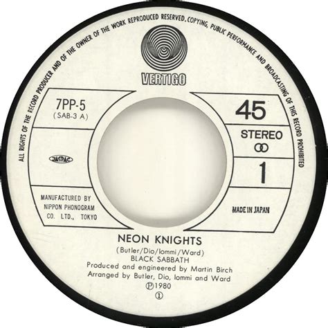 Black Sabbath Neon Knights Japanese 7" vinyl — RareVinyl.com