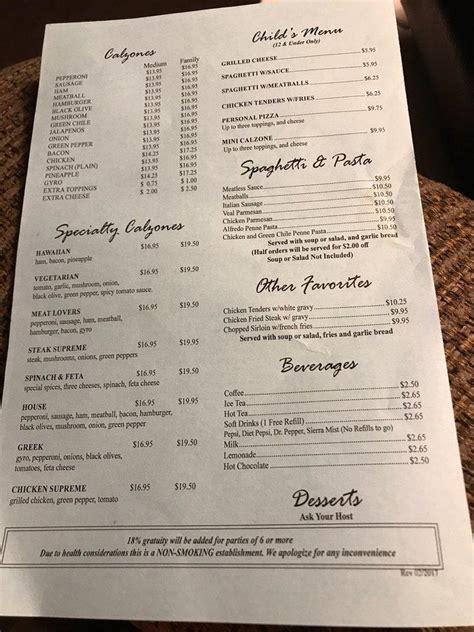 Menu at Riverside Pizza Restaurant, Farmington