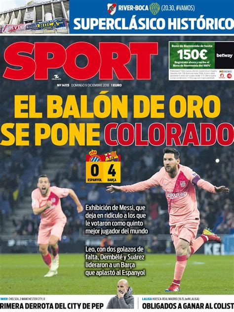 La Portada Del Diario Sport 09 12 2018