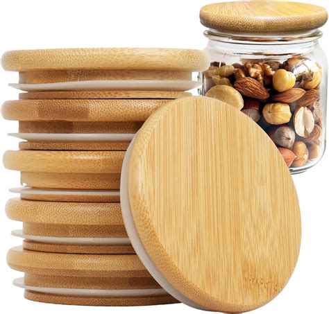 Amazon Mason Jar Bamboo Lids Mm Inch Natural Wooden Mason