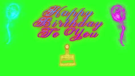 Happy Birthday Animation In Green Screen Video Birthday Cake And