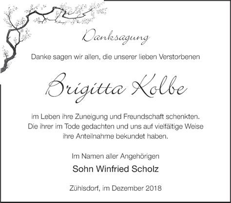 Traueranzeigen von Brigitta Kolbe Märkische Onlinezeitung Trauerportal