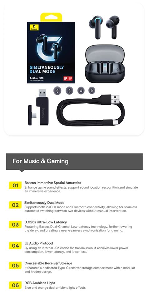 Baseus Aequr G Gaming Wireless Earphone Ms Low Latency A C Dual