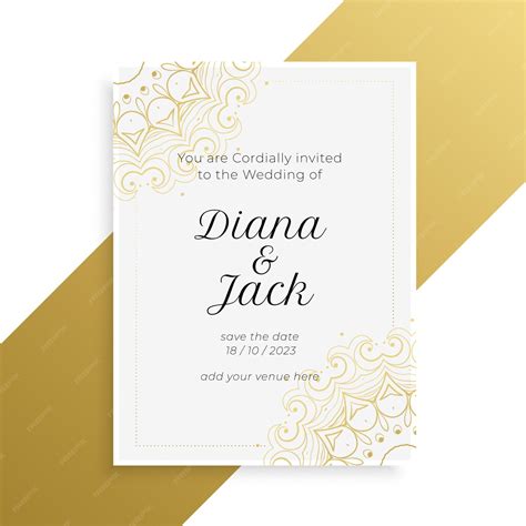 Convite De Casamento Dourado E Branco - Adorável cartão de convite de casamento dourado e branco | Vetor Grátis
