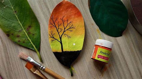 Acrylic Leaf Painting Art Ideas Kids Art And Craft