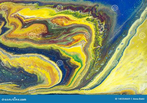 Multicolored Gold Marbling Pattern Golden Marble Liquid Texture Stock