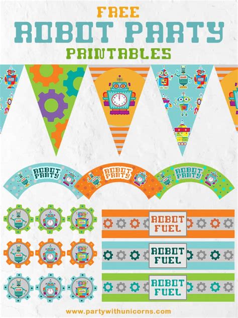 Robot Party Decorations Free Printables Party With Unicorns